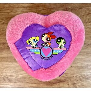 Powerpuff Girl Heart Plush Pillow Vintage 2002 Retro Pink Purple Cartoon Network